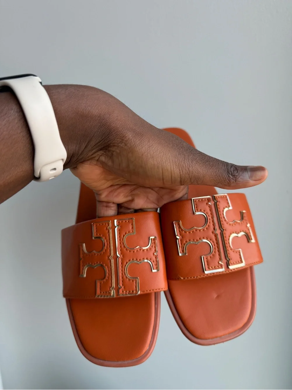 Tory Burch Orange DOUBLE T SPORT SLIDE